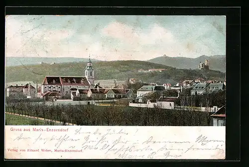 AK Maria-Enzersdorf, Panorama mit Kirche