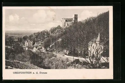 AK Greifenstein /Donau, Strassenpartie mit Ruine
