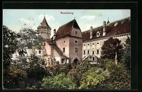 AK Rosenburg, Blick zur Burg im Grünen