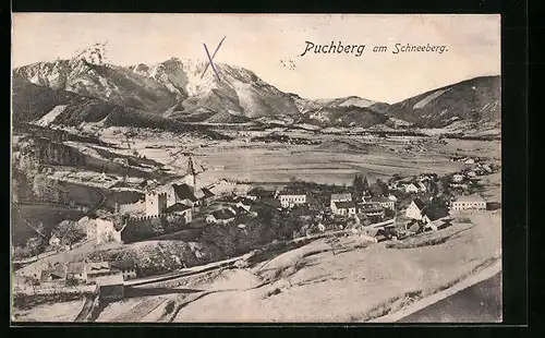 AK Puchberg, Ortsansicht mit Schneeberg
