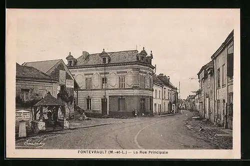 AK Fontevrault, La Rue Principale, Strassenpartie