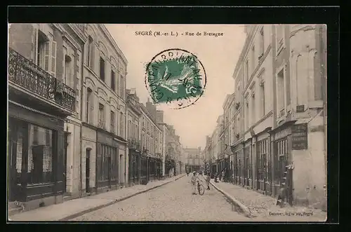 AK Segré, Rue de Bretagne, Strassenpartie