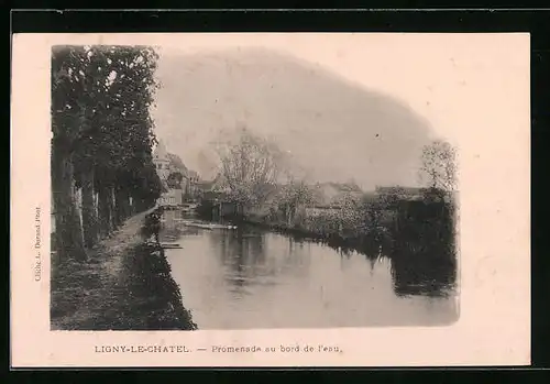AK Ligny-le-Chatel, Promenade au bord de l`eau