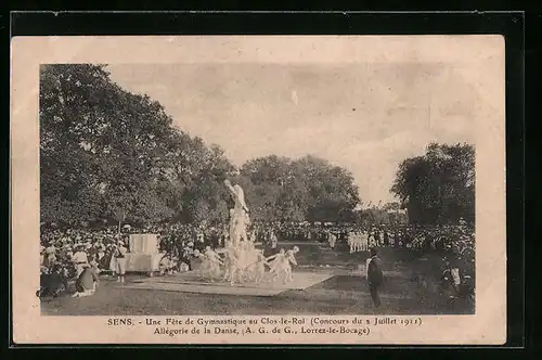 AK Sens, Une Féte de Gymnastique au Clos-le-Roi, Allégorie de la Danse