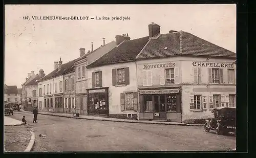 AK Villeneuve-sur-Bellot, La rue principale