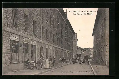AK Champagne-sur-Seine, La Rue de la Mairie
