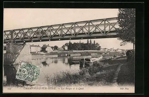 AK Champagne-sur-Seine, Les Berges et le Quai