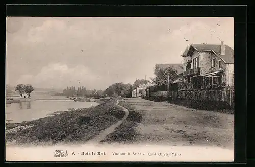 AK Bois-le-Roi, Vue sur la Seine, Quai Olivier Métra