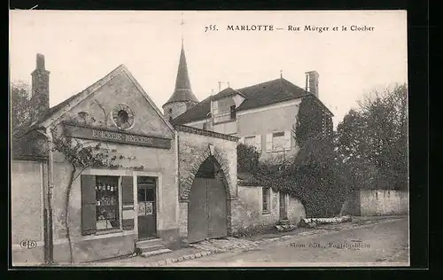 AK Marlotte, Rue Murger et le Clocher