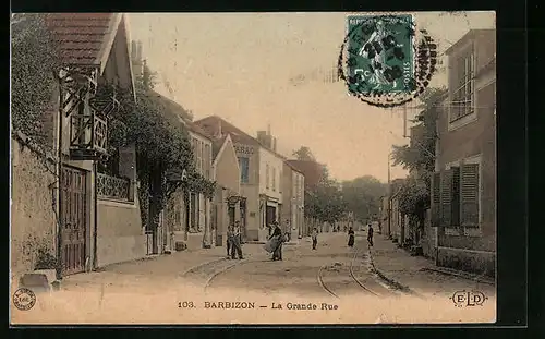 AK Barbizon, La Grande Rue, Strassenpartie