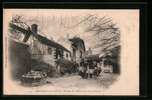 AK Montigny-sur-Loing, Terrasse de l`Hôtel de la Vanne Rouge