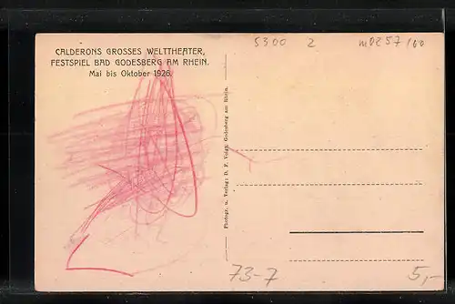 AK Bad Godesberg, Calderons Grosses Welttheater, Festspiel 1926, Theaterszene