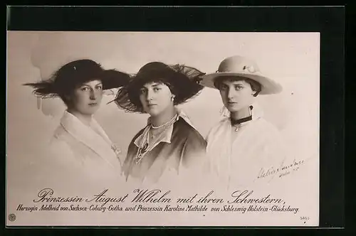 AK Prinzessin August Wilhelm von Sachsen-Coburg-Gotha mit Schwestern