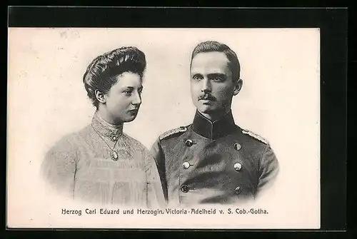 AK Herzog Carl Eduard und Herzogin Victoria-Adelheid von Sachsen-Coburg-Gotha