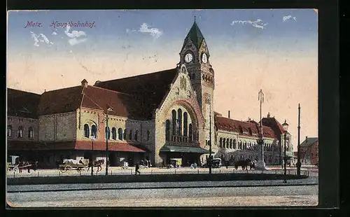 AK Metz, Hauptbahnhof von der Strasse gesehen