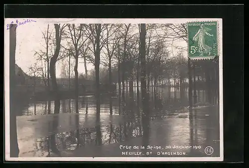 AK Neuilly-sur-Seine, Hochwasser im Jahr 1910