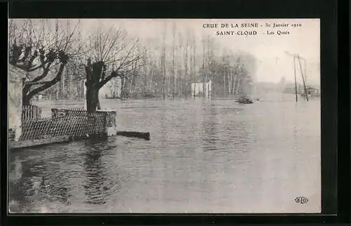 AK Saint-Cloud, Crue de la Seine, 1910, Les Quais