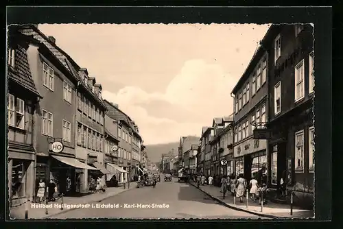 AK Heiligenstadt i. Eichsfeld, Karl-Marx-Strasse mit Geschäften