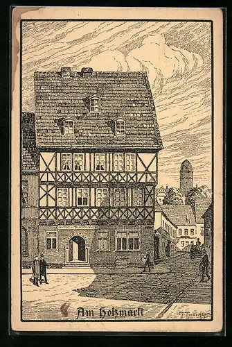 Künstler-AK Cöthen, Am Holzmarkt