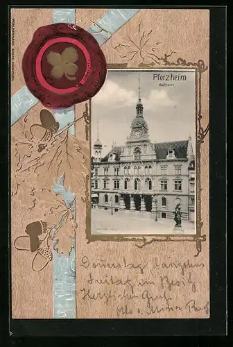Präge-AK Pforzheim, Eingang vom Rathaus