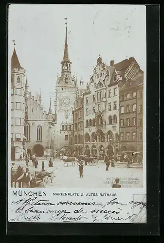 AK München, Marienplatz und Altes Rathaus