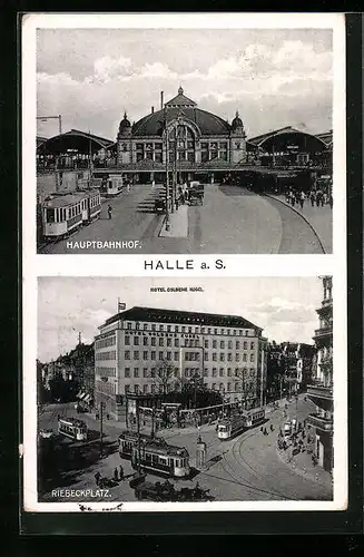 AK Halle a. S., Hauptbahnhof, Riebeckplatz