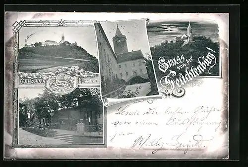 AK Seitenroda, Wappen, Reklame Hoftraitor Carl Schau, Feuchtenburg