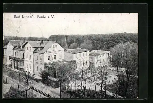 AK Bad Linda, Haus Pausa i. V. aus der Vogelschau