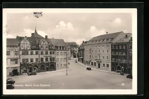 AK Weimar, Hotel Haus Elephant aus der Vogelschau