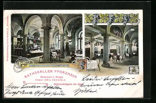 AK Pforzheim, Rathskeller, Restaurant I. Ranges, Inh. Emil Schsible