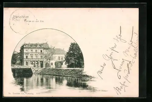 AK Pforzheim, Eckhaus am Wasser