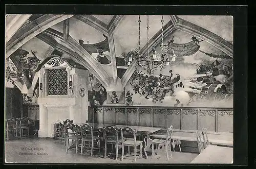 AK München, Rathaus-Keller - Innenansicht
