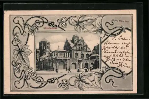 Künstler-AK München, Künstlerhaus (Gebäude), Stilisierte Hopfenranken