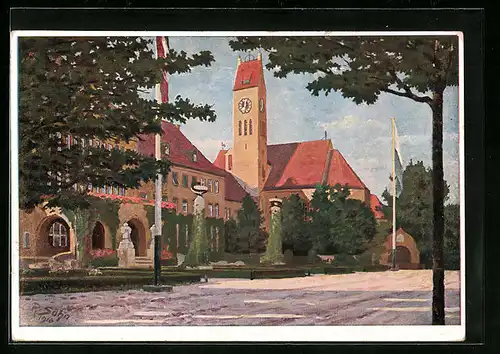 Künstler-AK München-Schwabing, Krankenhaus