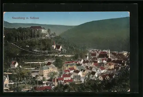 AK Neuenbürg, Ortsansicht mit Schloss