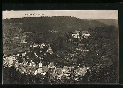 AK Neuenbürg, Ortsansicht mit Kirche und Schloss