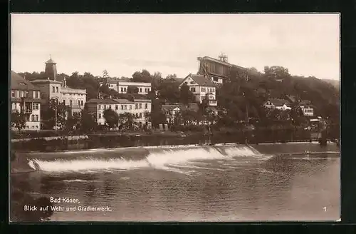 AK Bad Kösen, Blick auf Wehr und Gradierwerk