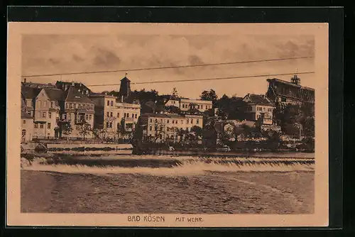 AK Bad Kösen, Ortsansicht mit Wehr