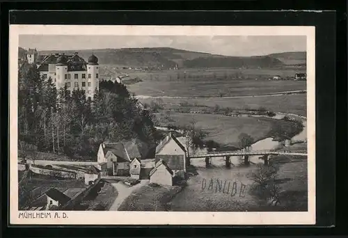 AK Mühlheim a. D., Ortsansicht mit Fluss