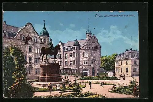 AK Erfurt, Kaiserplatz mit Denkmal