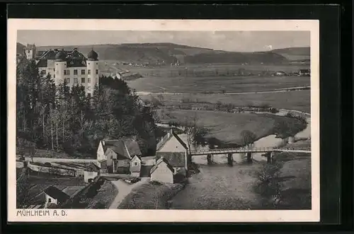 AK Mühlheim a. D., Ortsansicht aus der Vogelschau