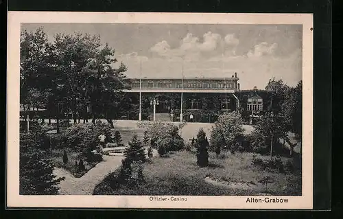 AK Alten-Grabow, Offizier-Casino mit Grünanlage
