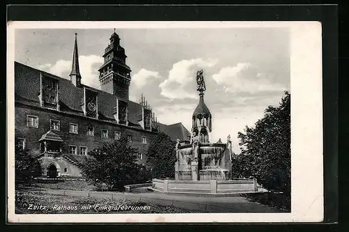 AK Zeitz, Rathaus mit Finkgräfebrunnen