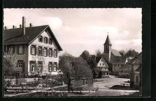 AK Feldrennach /Schwarzwald, Ortspartie mit Kirche