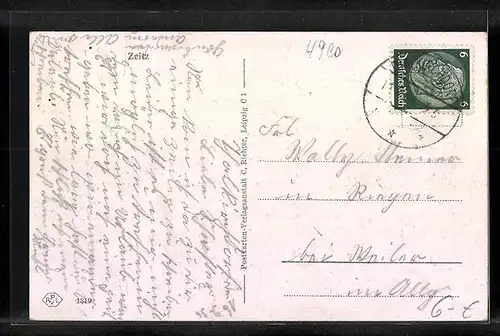 AK Zeitz, Altmarkt, Bahnhof, Auebrücke