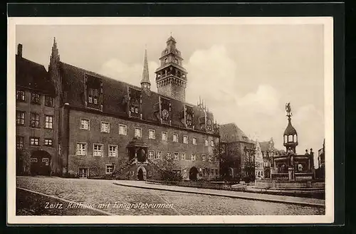 AK Zeitz, Rathaus mit Finkgräfebrunnen