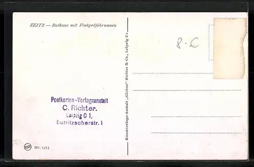 AK Zeitz, Rathaus mit Finkgräfebrunnen