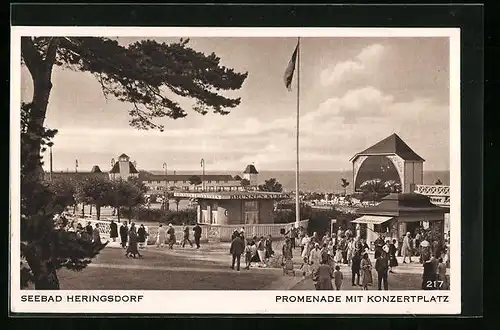 AK Heringsdorf, Besucher auf der Promenade, Konzertplatz