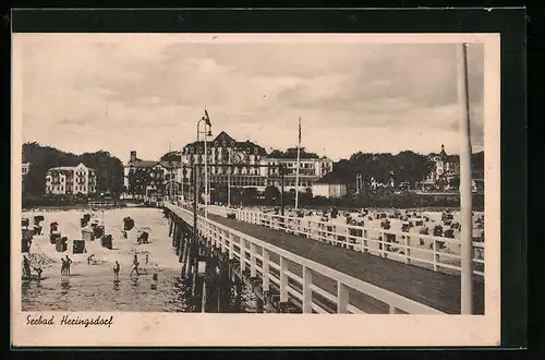 AK Heringsdorf, Blick von der Seebrücke zur Uferpromenade