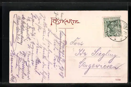 AK Pössneck, Ortspartie aus der Vogelschau